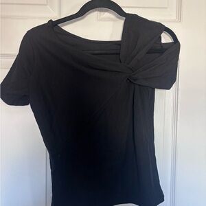 Black One-Shoulder Knot Detail Women’s Top
